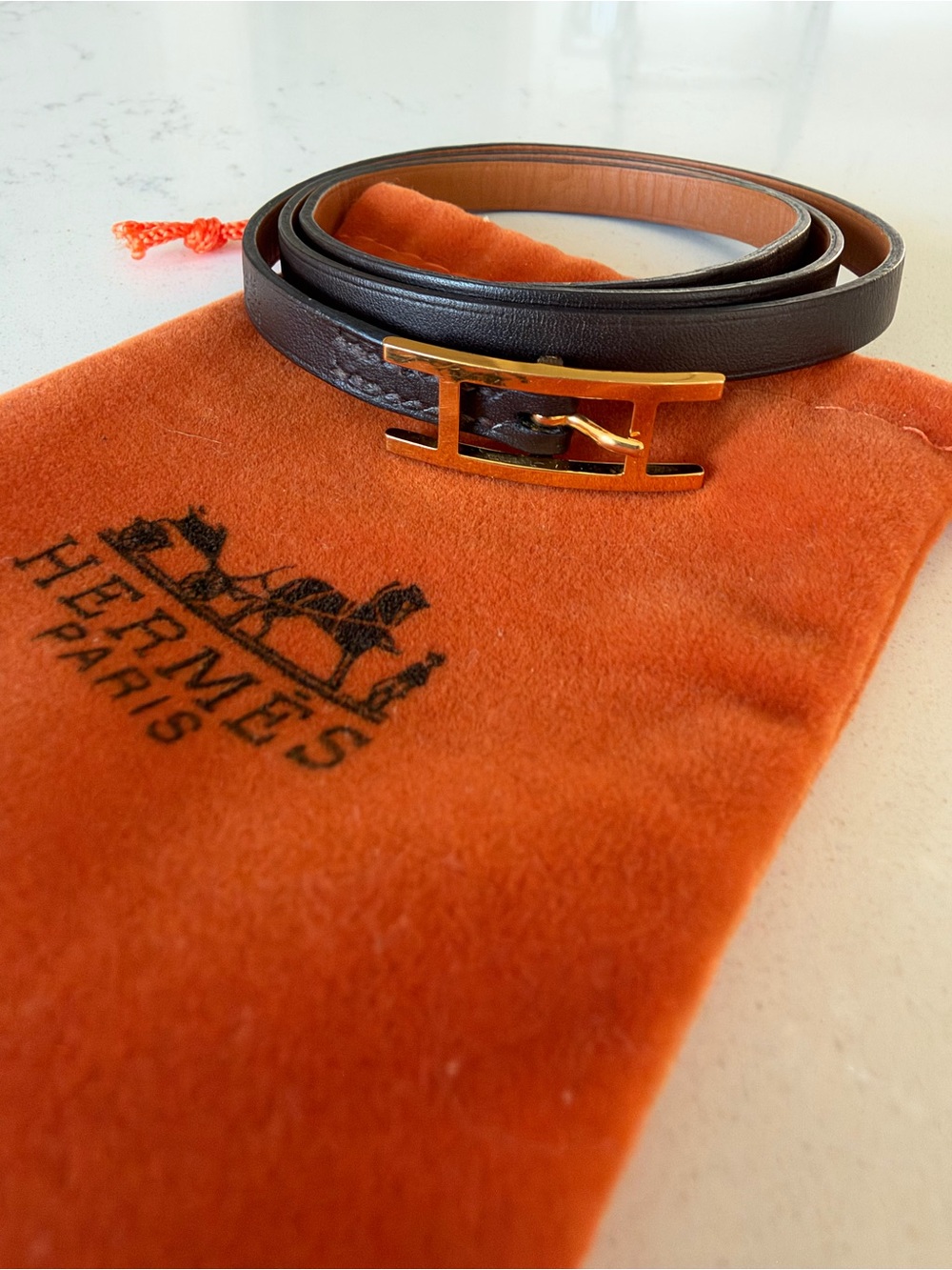 Hermes leather Hapi 3 wrap bracelet